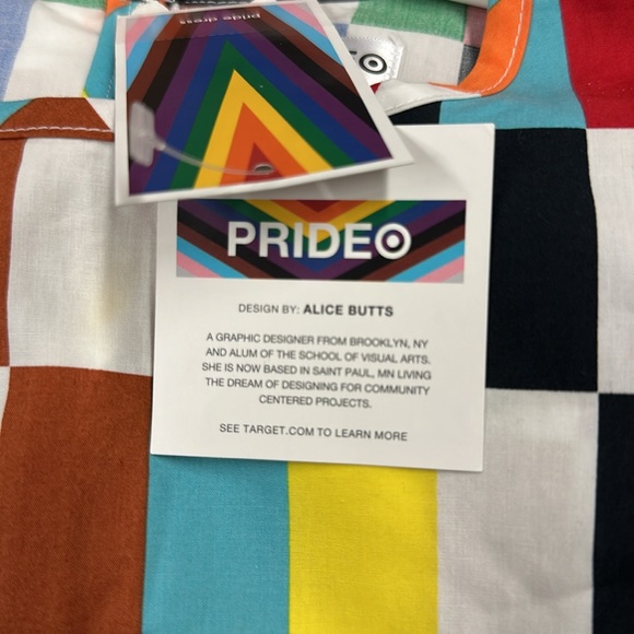 NEW Target Pride Multicolor Checkered Short Sleeve Skater Dress - Picture 8 of 8